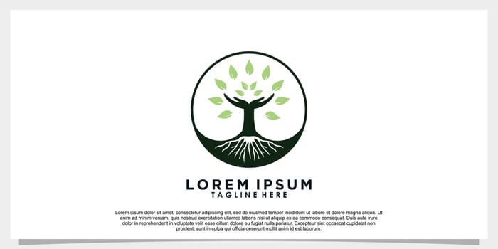 tree life and roots logo design with template vector