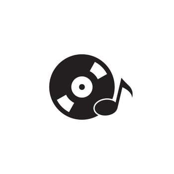 Vinyl disk record music logo vector icon illustration