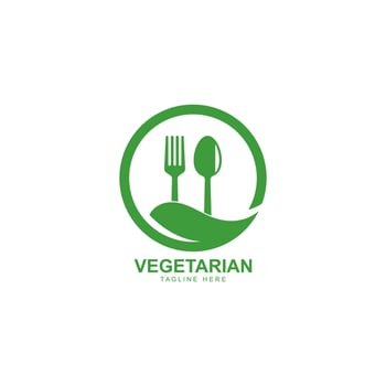 Human healthy vegetarian food logo vector icon illustration