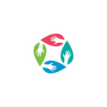 Hand symbol community care logo vector illustration