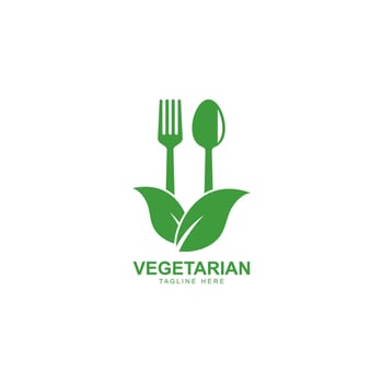 Human healthy vegetarian food logo vector icon illustration