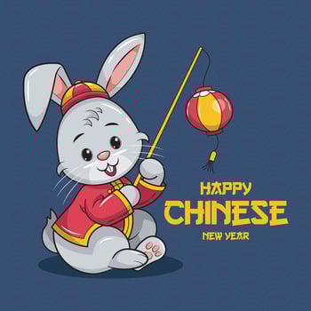 Happy Chinese New Year 2023. Cute Rabbit vector illustration free download