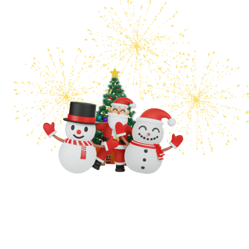 3d rendering of santa dancing with snowman png