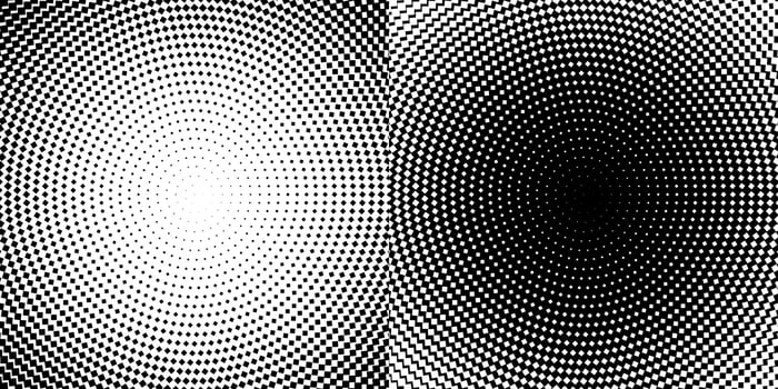 Circle halftone. Abstract dotted circles, round halftones geometric dots gradient and pop art texture. Dot spray gradation vector set. Illustration halftone gradient spotted, effect round