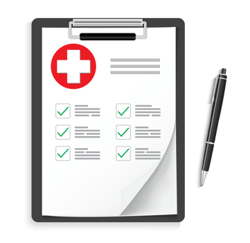 Clipboard with medical cross and pen isolated png