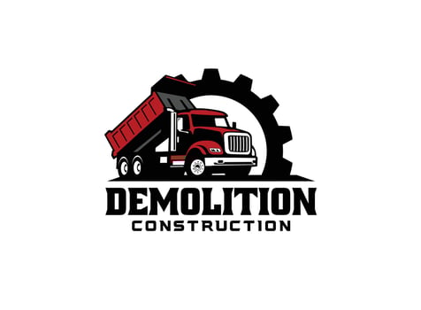 Dump truck logo vector for construction company. Heavy equipment template vector illustration for your brand.