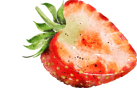 strawberry sliced hand drawn watercolor painting png