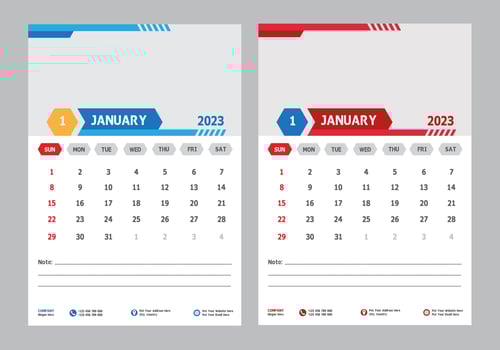 Modern 2023 Wall Calendar January Design Template Pro vector
