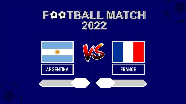 Argentina vs France football cup 2022 blue template background vector for schedule or result match