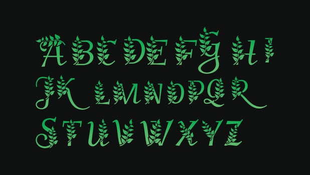 Luxury decorative emerald green letters abc alphabets monogram logo design templates vector