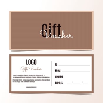 Vector name voucher. Gift voucher template in brown shades lettering in elegant minimalist style.