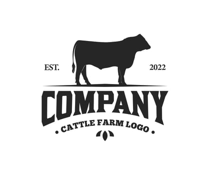 Angus cattle farm logo. Livestock vintage logo with cow vector