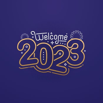 Welcome 2023 with lettering typography style for greeting card vector illustration
