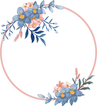 Blue Flower Arrangement with watercolor style png