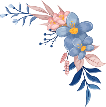 Blue Flower Arrangement with watercolor style png