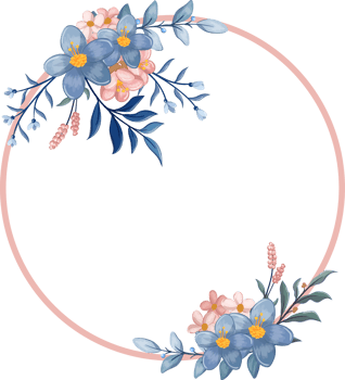 Blue Flower Arrangement with watercolor style png