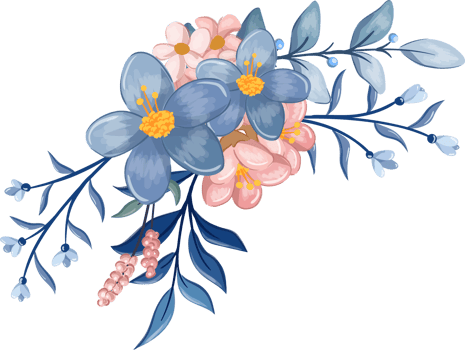 Blue Flower Arrangement with watercolor style png