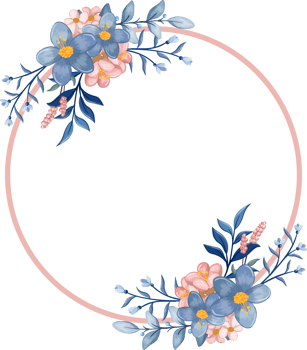 Blue Flower Arrangement with watercolor style png