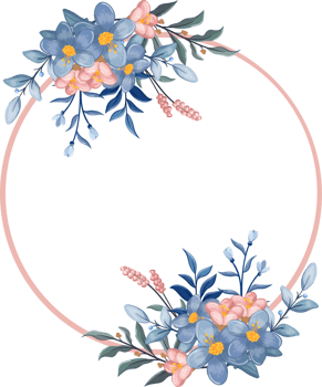 Blue Flower Arrangement with watercolor style png