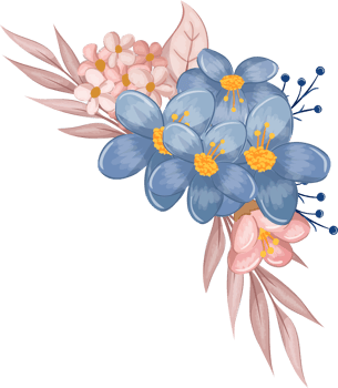 Blue Flower Arrangement with watercolor style png