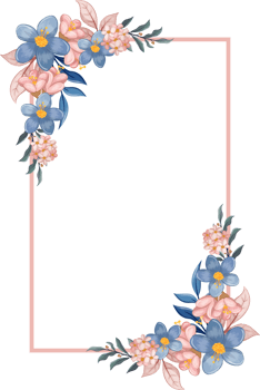 Blue Flower Arrangement with watercolor style png