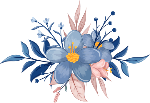 Blue Flower Arrangement with watercolor style png