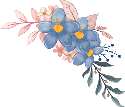 Blue Flower Arrangement with watercolor style png
