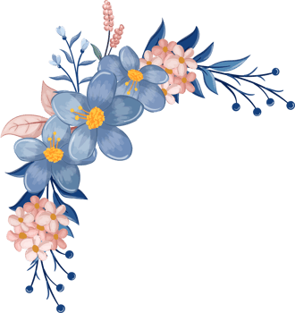 Blue Flower Arrangement with watercolor style png