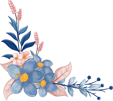 Blue Flower Arrangement with watercolor style png