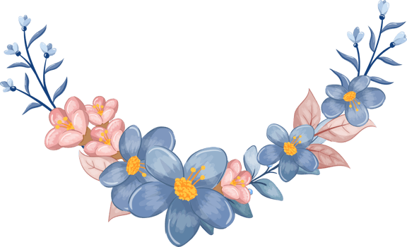 Blue Flower Arrangement with watercolor style png