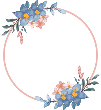Blue Flower Arrangement with watercolor style png