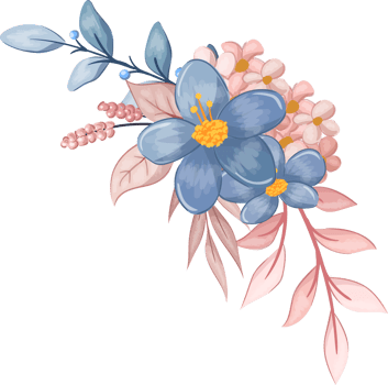 Blue Flower Arrangement with watercolor style png