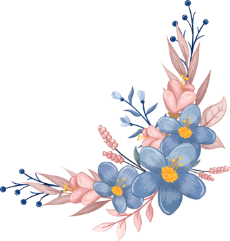 Blue Flower Arrangement with watercolor style png