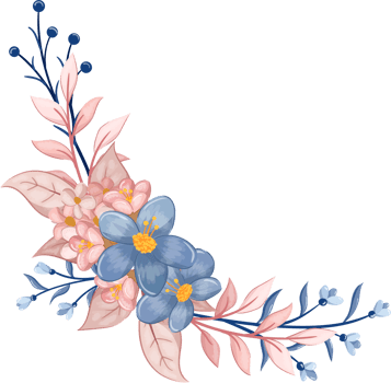 Blue Flower Arrangement with watercolor style png