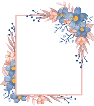 Blue Flower Arrangement with watercolor style png