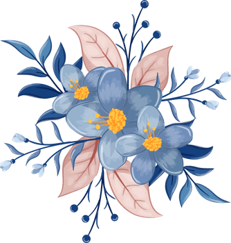 Blue Flower Arrangement with watercolor style png