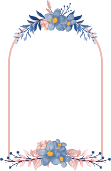 Blue Flower Arrangement with watercolor style png