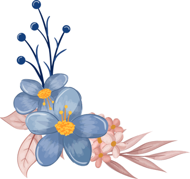 Blue Flower Arrangement with watercolor style png
