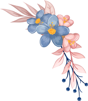 Blue Flower Arrangement with watercolor style png