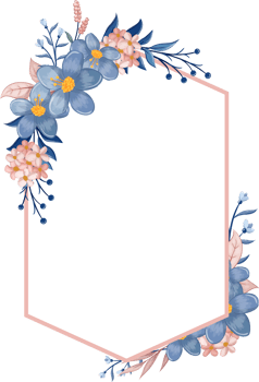 Blue Flower Arrangement with watercolor style png