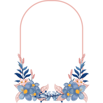 Blue Flower Arrangement with watercolor style png