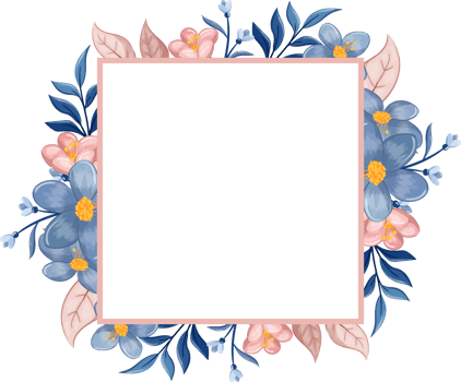 Blue Flower Arrangement with watercolor style png