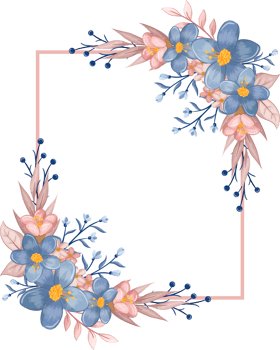 Blue Flower Arrangement with watercolor style png