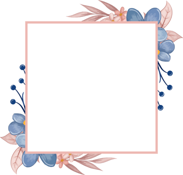 Blue Flower Arrangement with watercolor style png