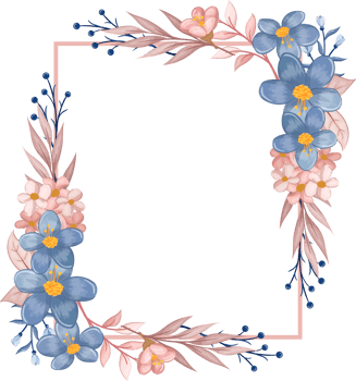 Blue Flower Arrangement with watercolor style png