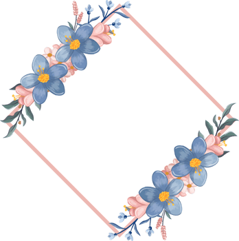 Blue Flower Arrangement with watercolor style png