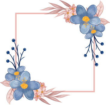 Blue Flower Arrangement with watercolor style png