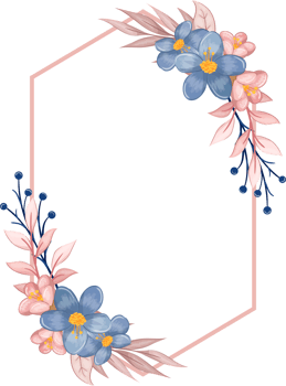 Blue Flower Arrangement with watercolor style png