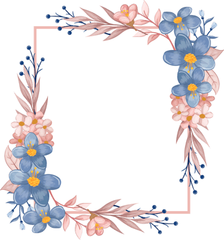 Blue Flower Arrangement with watercolor style png