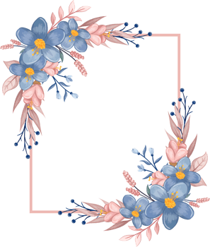 Blue Flower Arrangement with watercolor style png